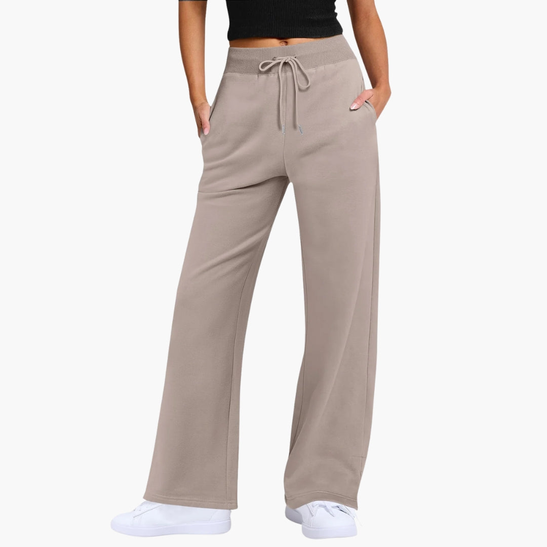Pantaloni donna gamba larga con tasche laterali