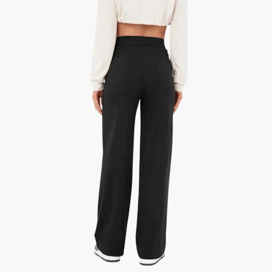 Pantalon femme taille haute avec poches devant