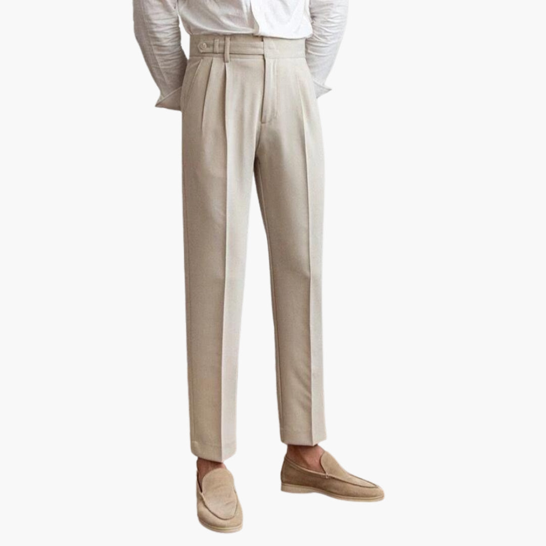 Pantalon homme avec plis devant et taille ajustable