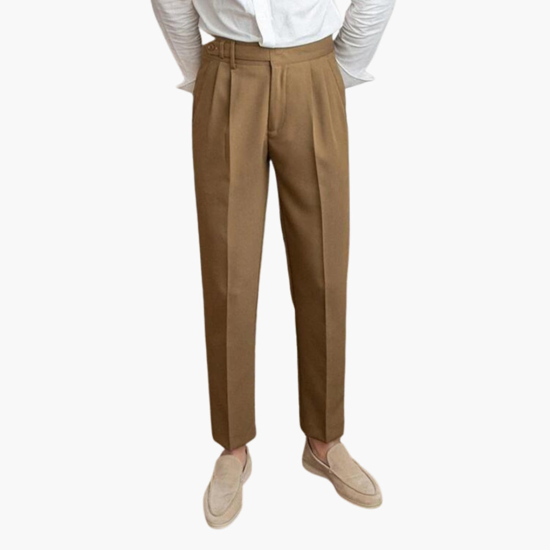 Pantalon homme avec plis devant et taille ajustable