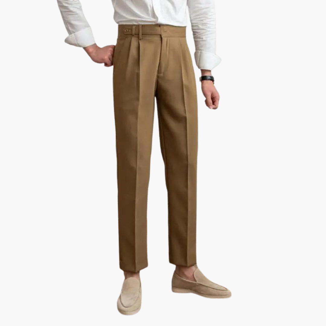 Pantalon homme avec plis devant et taille ajustable