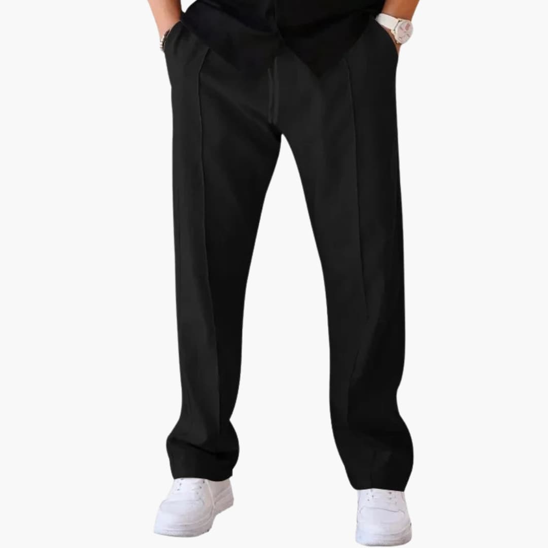 Pantalon homme coupe droite ample avec taille réglable à cordon