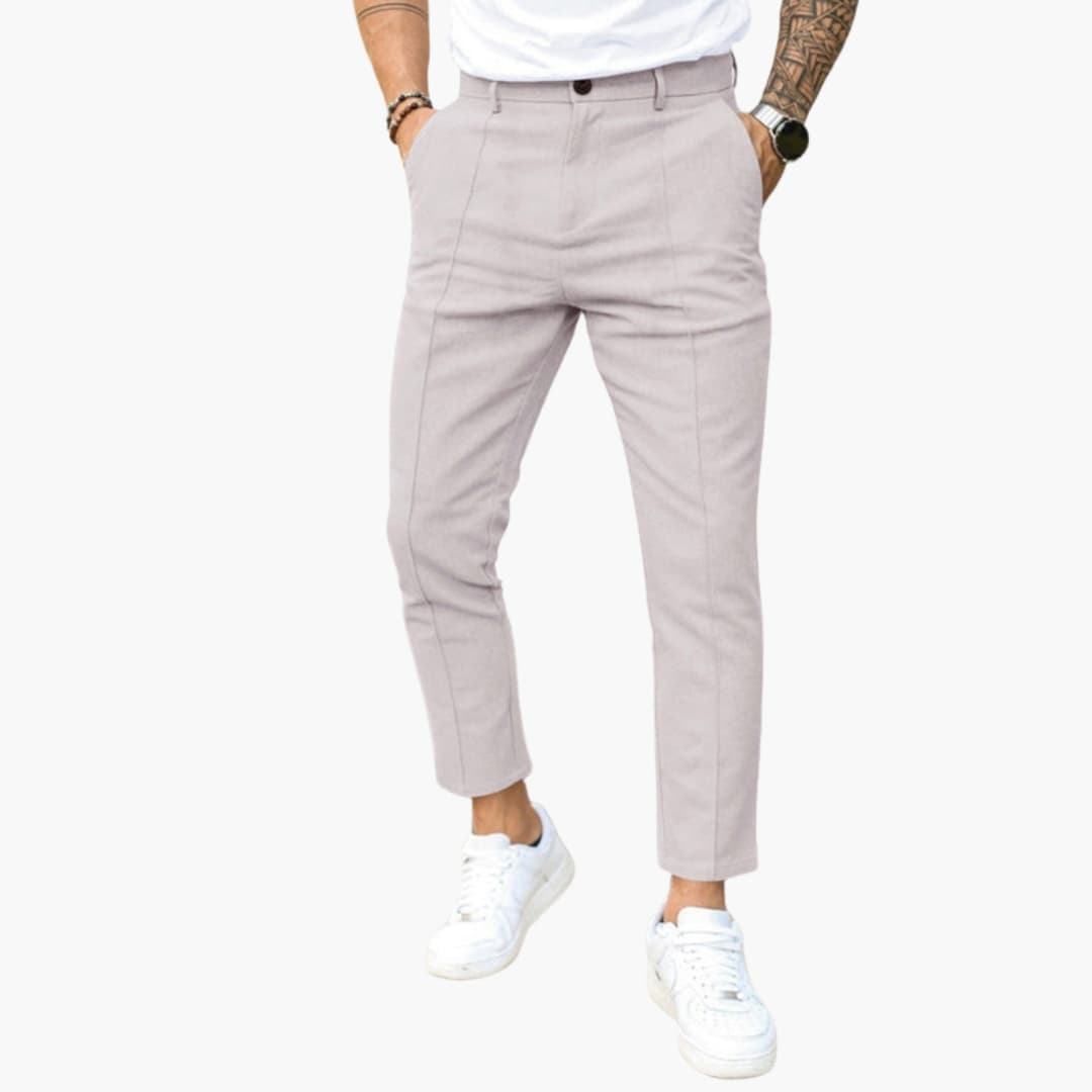 Pantalon homme coupe slim décontracté à la cheville avec couture avant