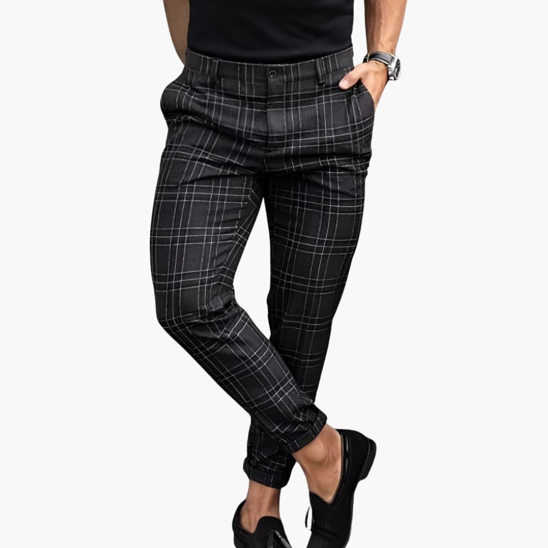 Pantalon homme slim à carreaux avec style tailleur moderne