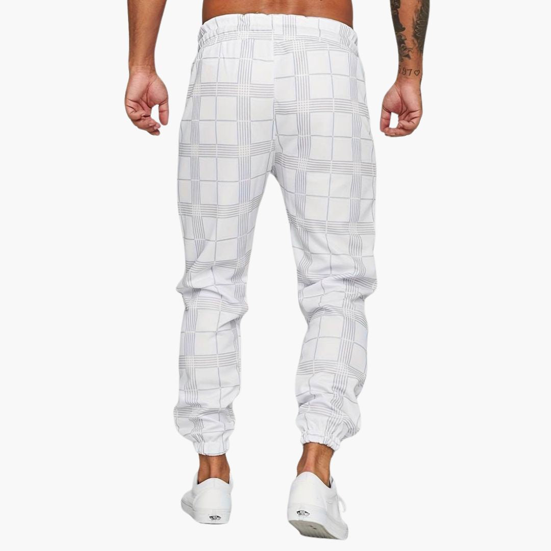 Pantalon jogger homme à carreaux avec poches latérales