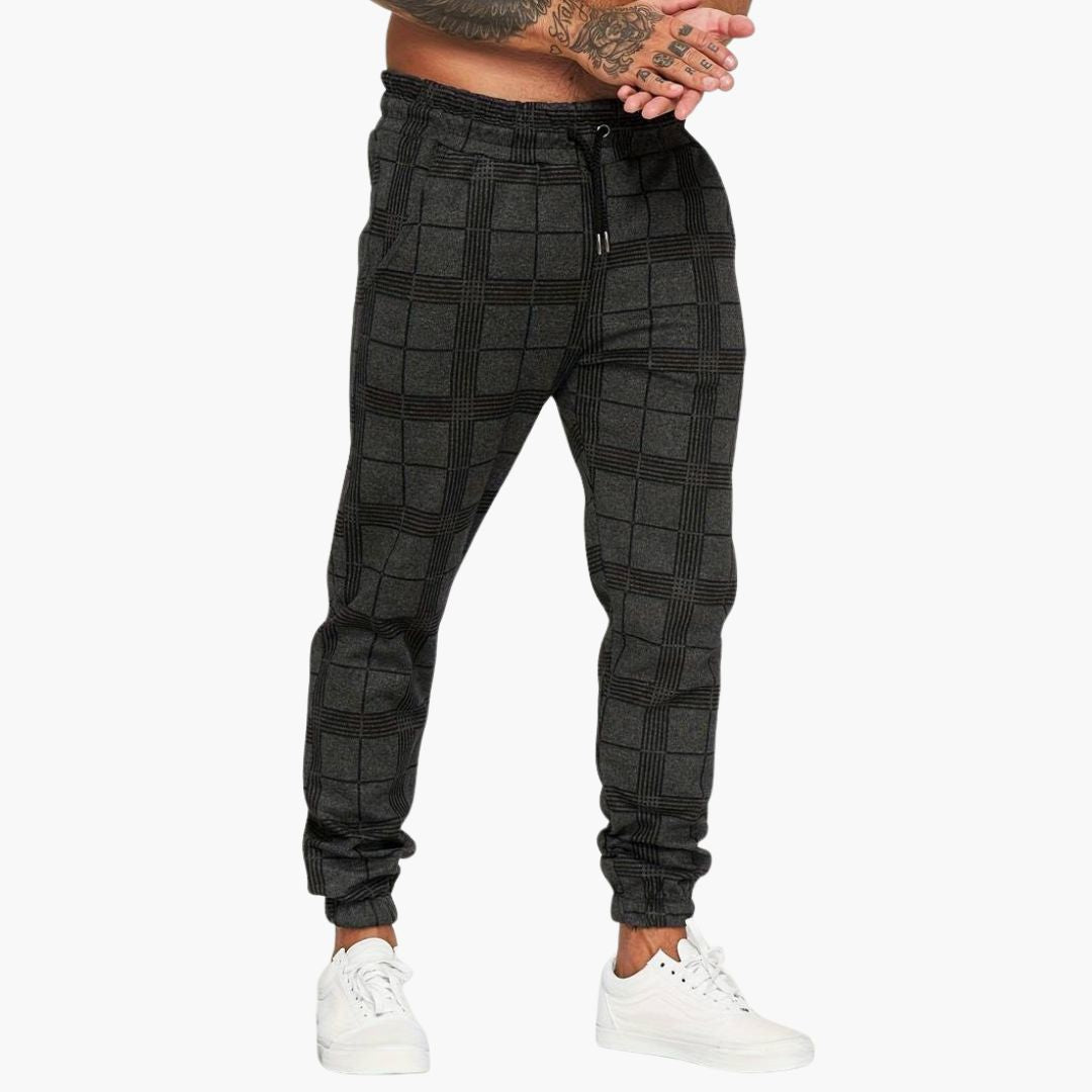 Pantalon jogger homme à carreaux avec poches latérales