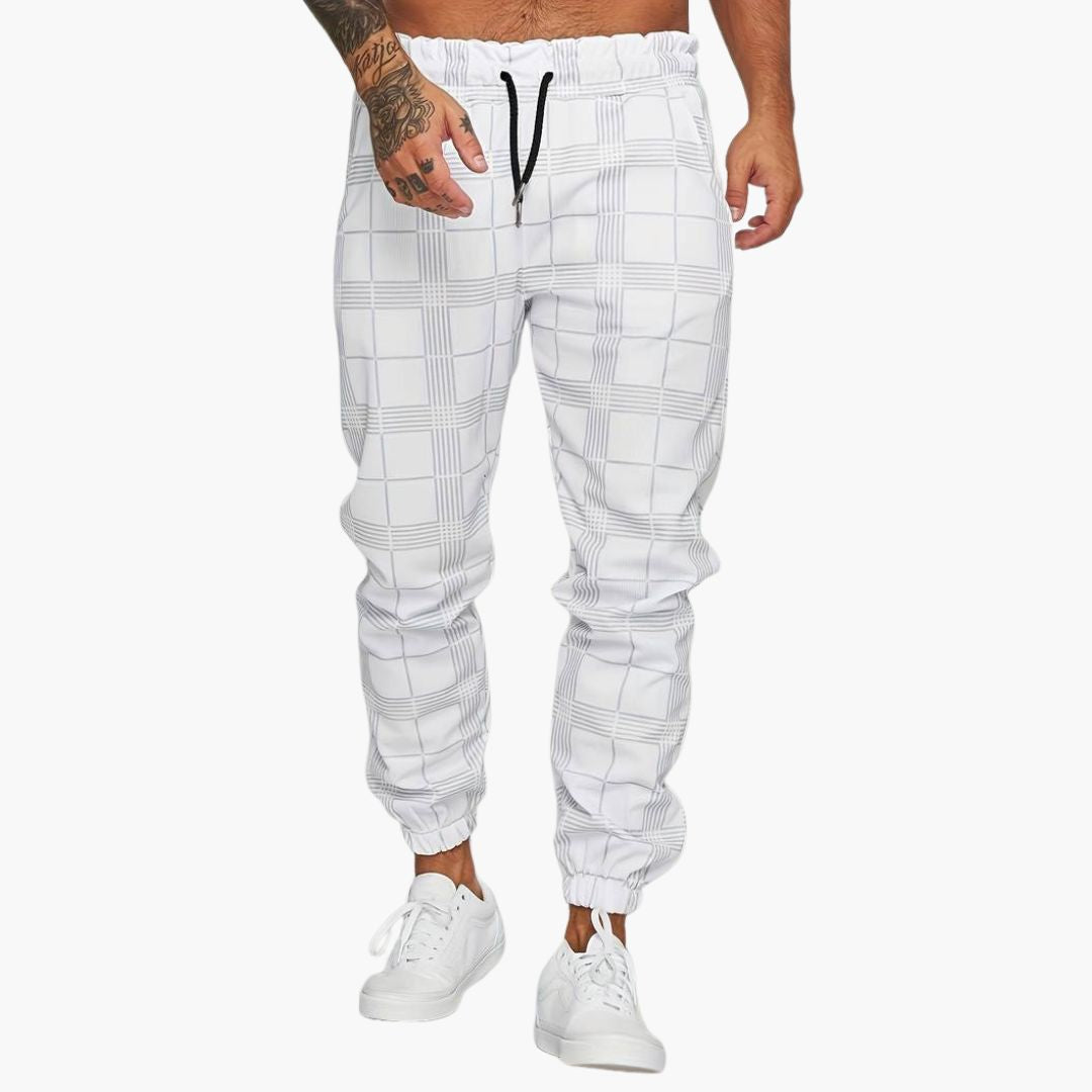 Pantalon jogger homme à carreaux avec poches latérales