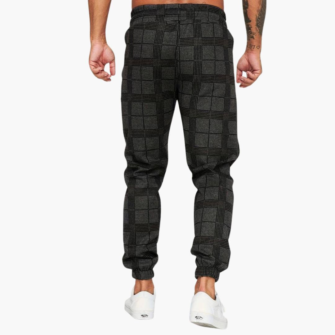 Pantalon jogger homme à carreaux avec poches latérales