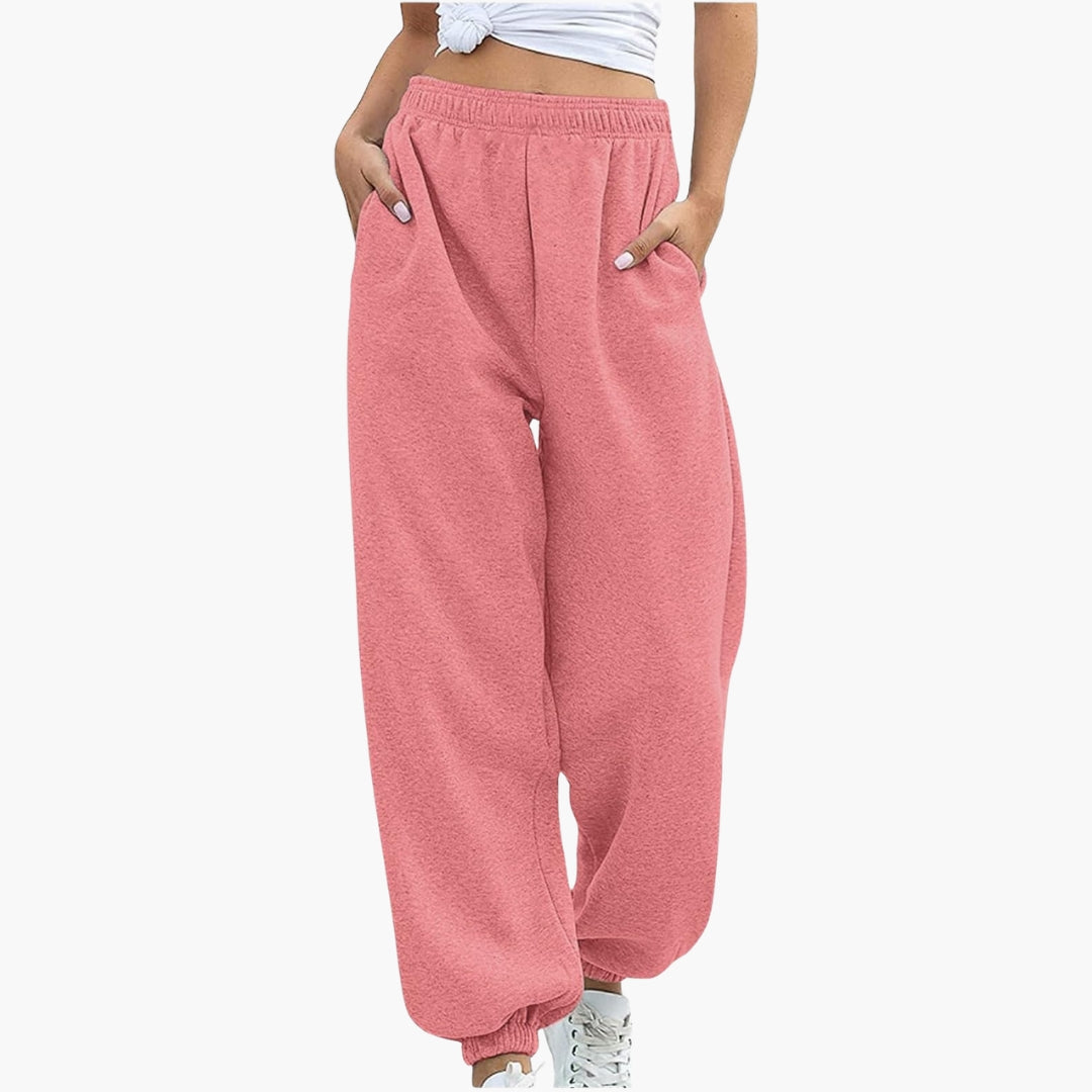 Joggingbroek voor dames met wijde pijpen en elastische taille