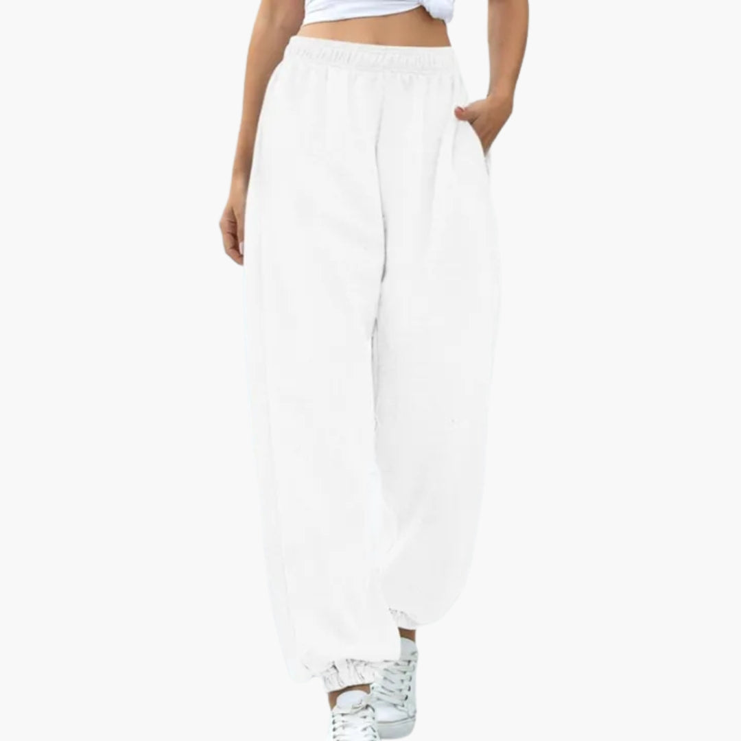 Joggingbroek voor dames met wijde pijpen en elastische taille