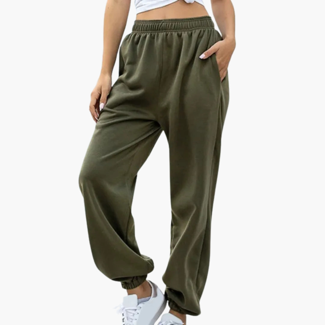 Joggingbroek voor dames met wijde pijpen en elastische taille