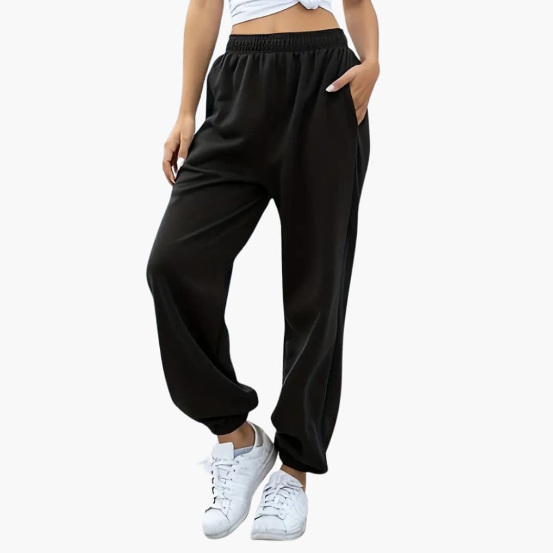 Pantalon jogging femme à jambes larges et taille élastique