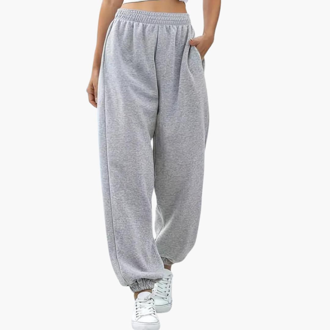 Pantalon jogging femme à jambes larges et taille élastique