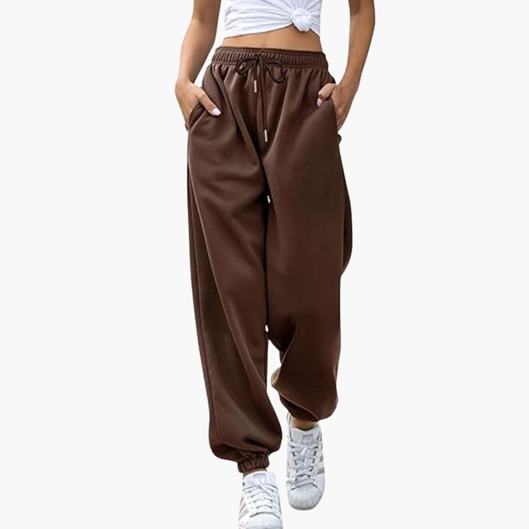 Pantalon jogging femme à jambes larges et taille élastique
