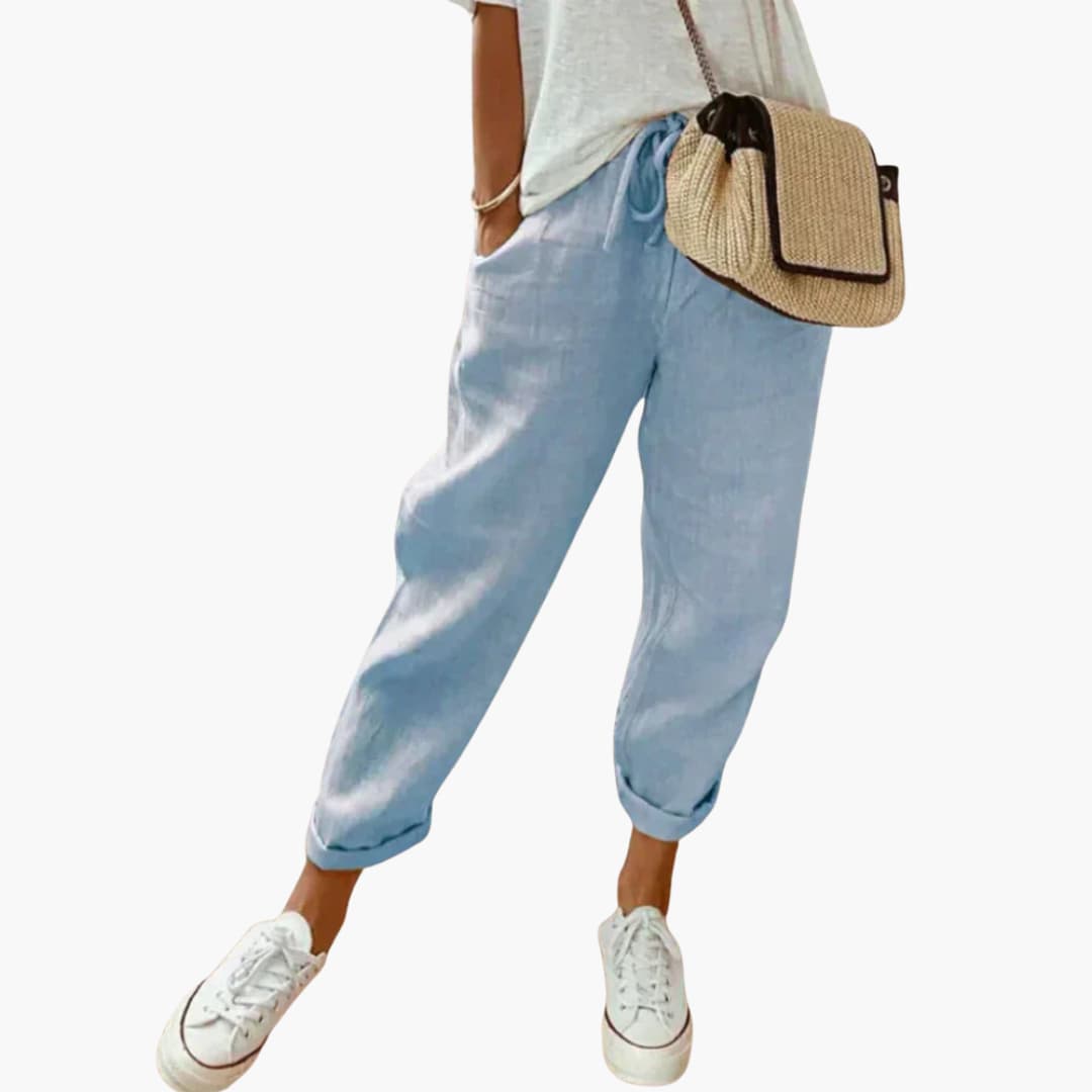 Pantalon pour femme avec taille à cordon et poches latérales