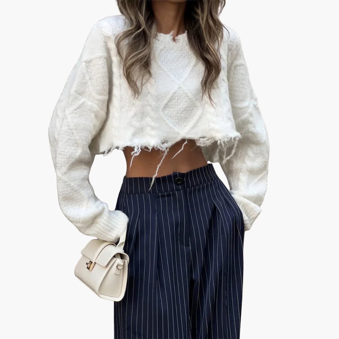 Pantalon rayé pour femme à coupe fluide et devant plissé