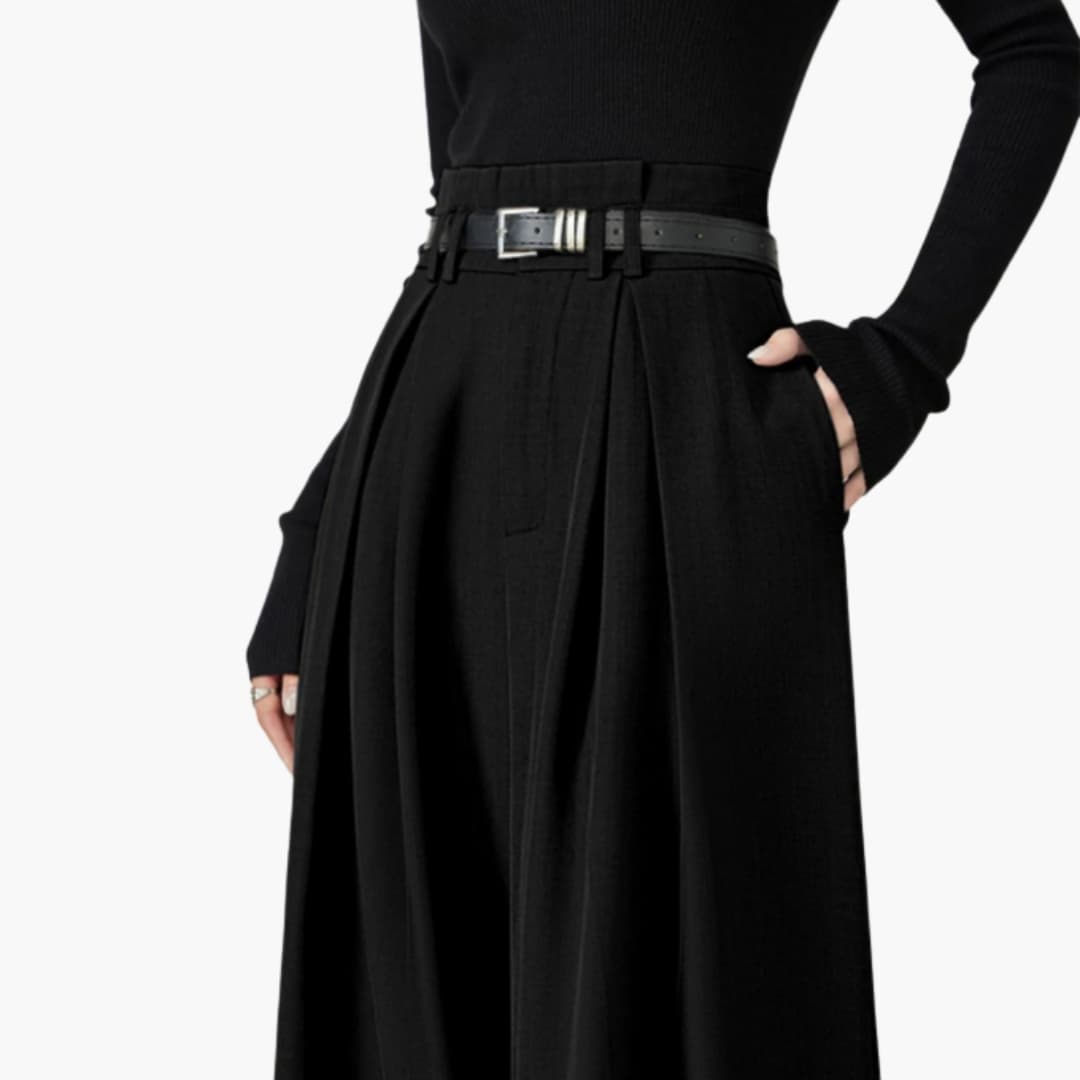 Pantalon taille haute à jambes larges pour femme