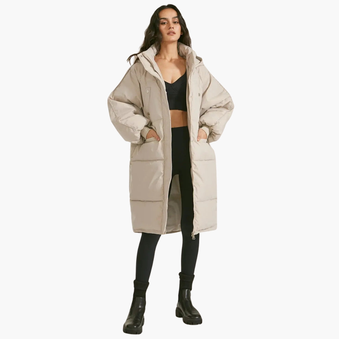 Parka Matelassée Femme à Capuche avec Fermeture Zippée