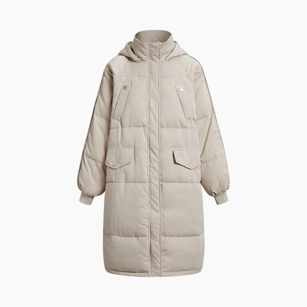 Parka Matelassée Femme à Capuche avec Fermeture Zippée