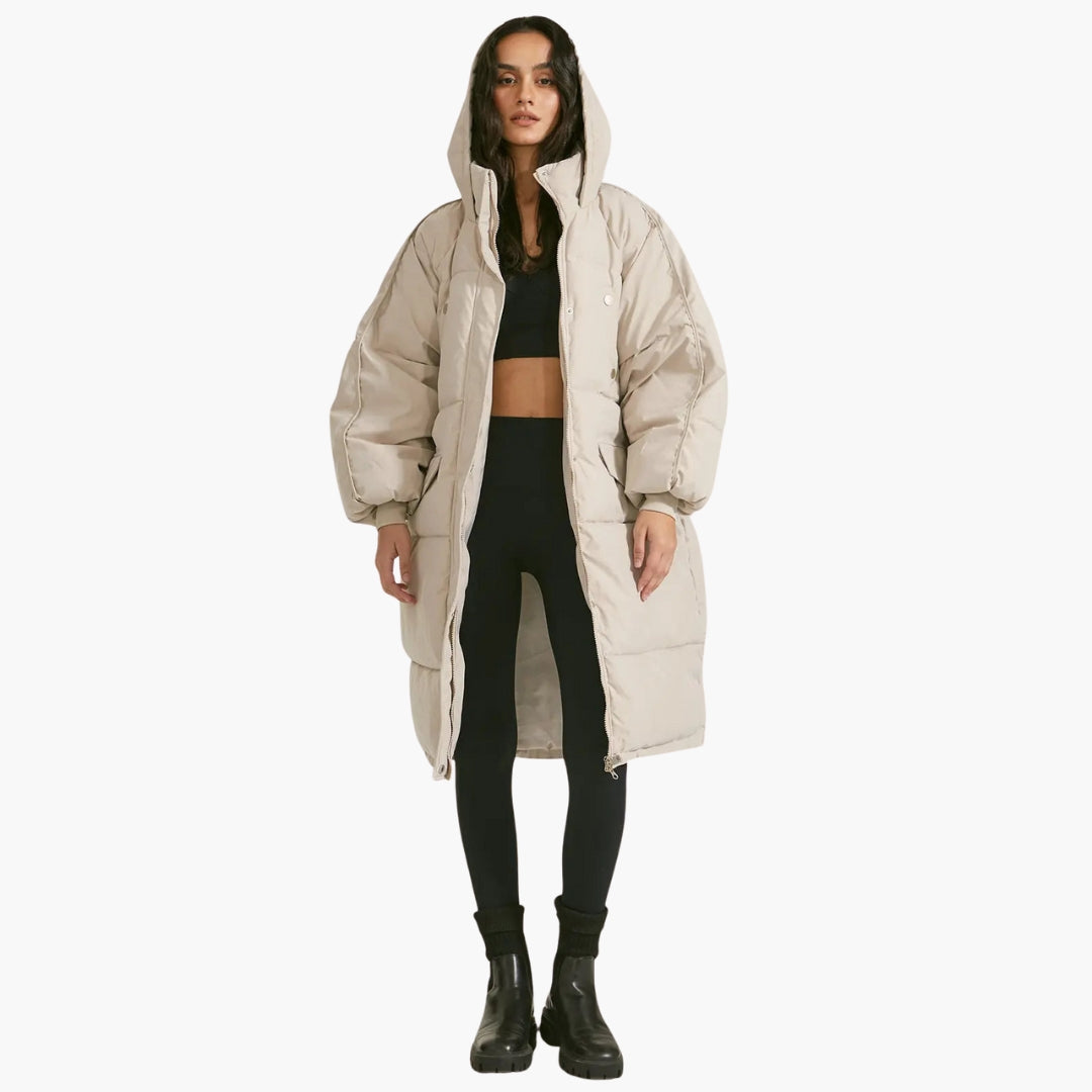 Steppparka Damen mit Kapuze und Reißverschlussverschluss