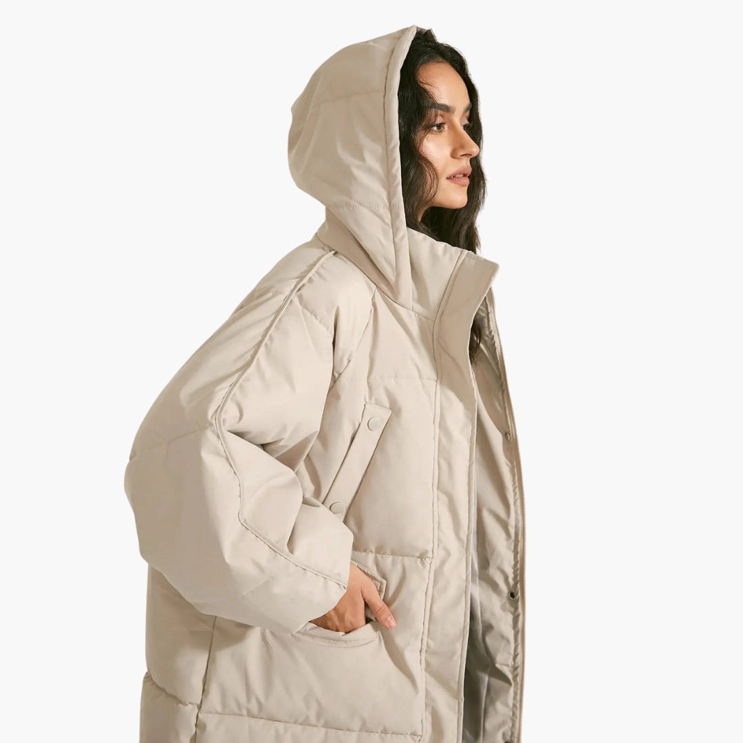 Steppparka Damen mit Kapuze und Reißverschlussverschluss