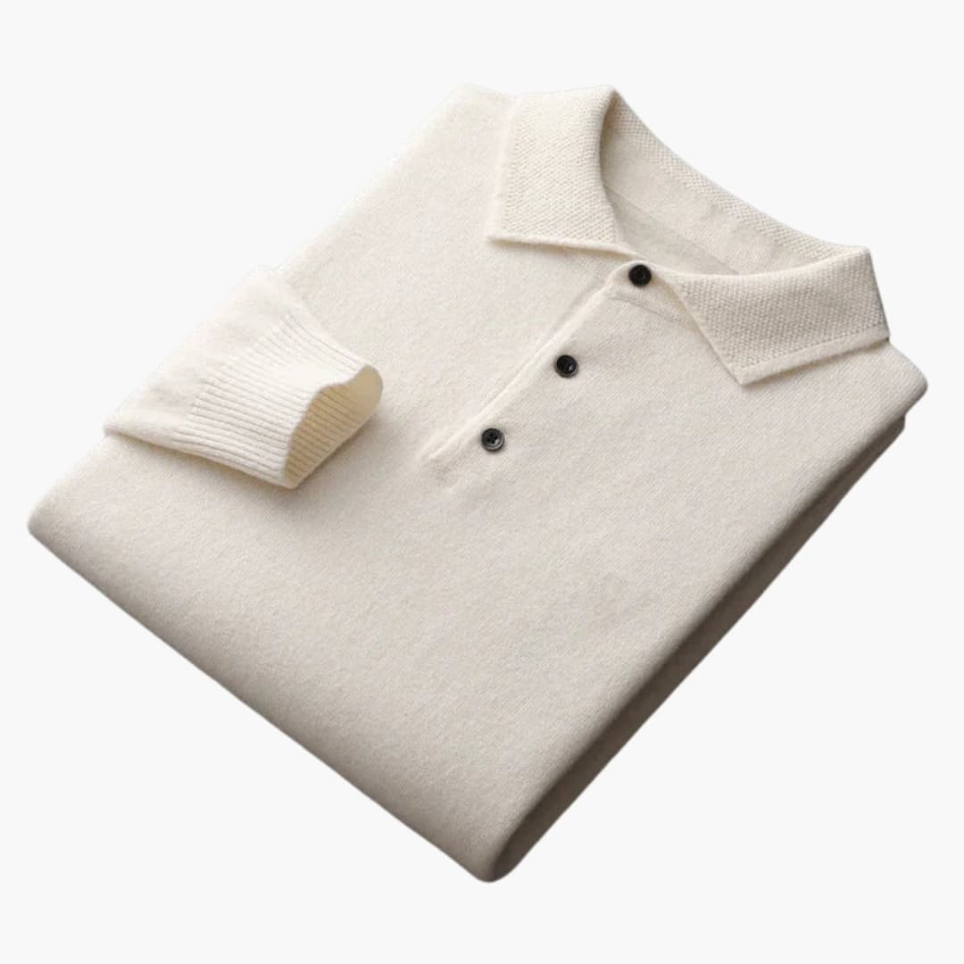 Polo Pull Homme Manches Longues avec Patte de Boutonnage