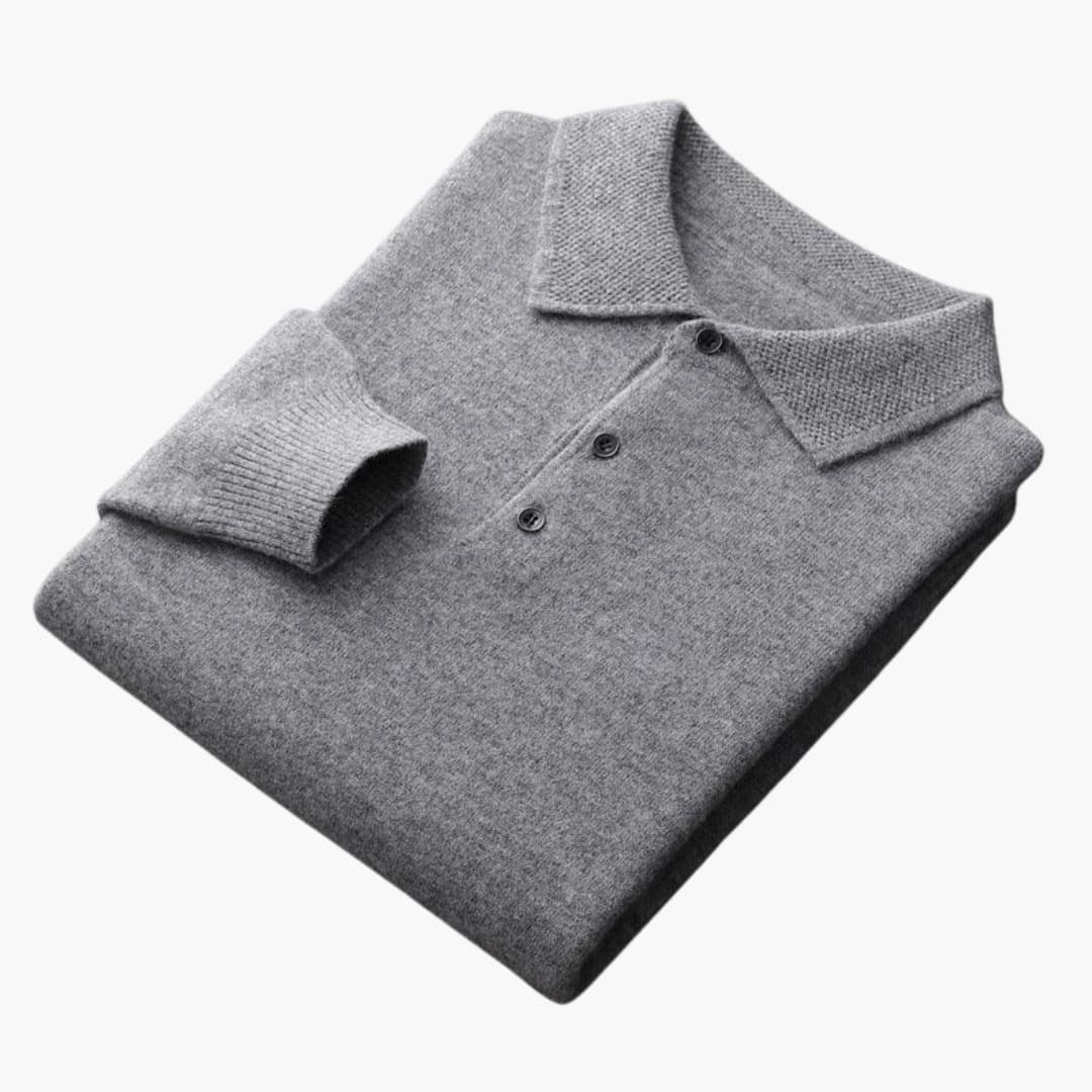 Polo Pull Homme Manches Longues avec Patte de Boutonnage