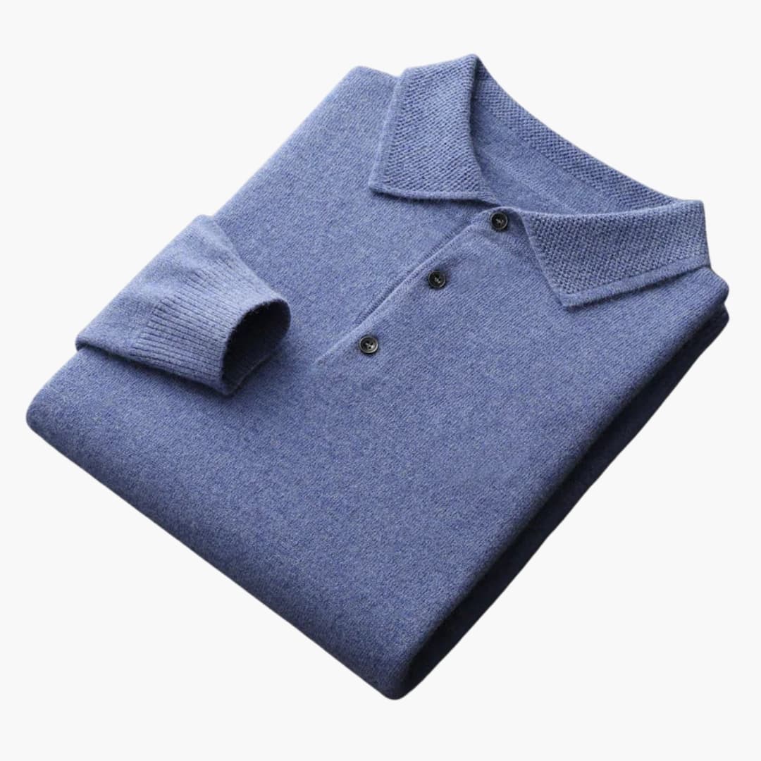 Polo Pull Homme Manches Longues avec Patte de Boutonnage