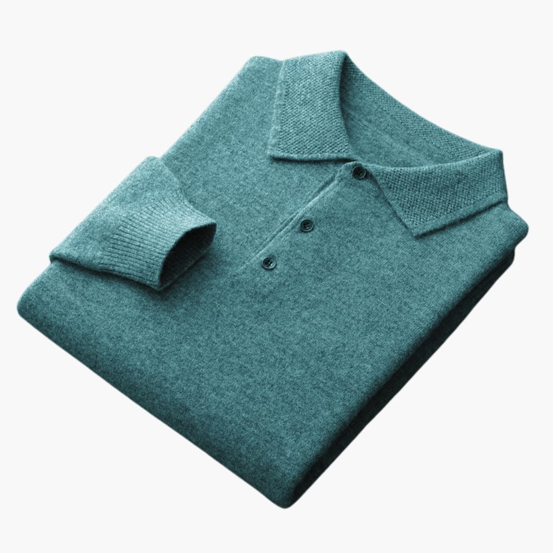 Polo Pull Homme Manches Longues avec Patte de Boutonnage
