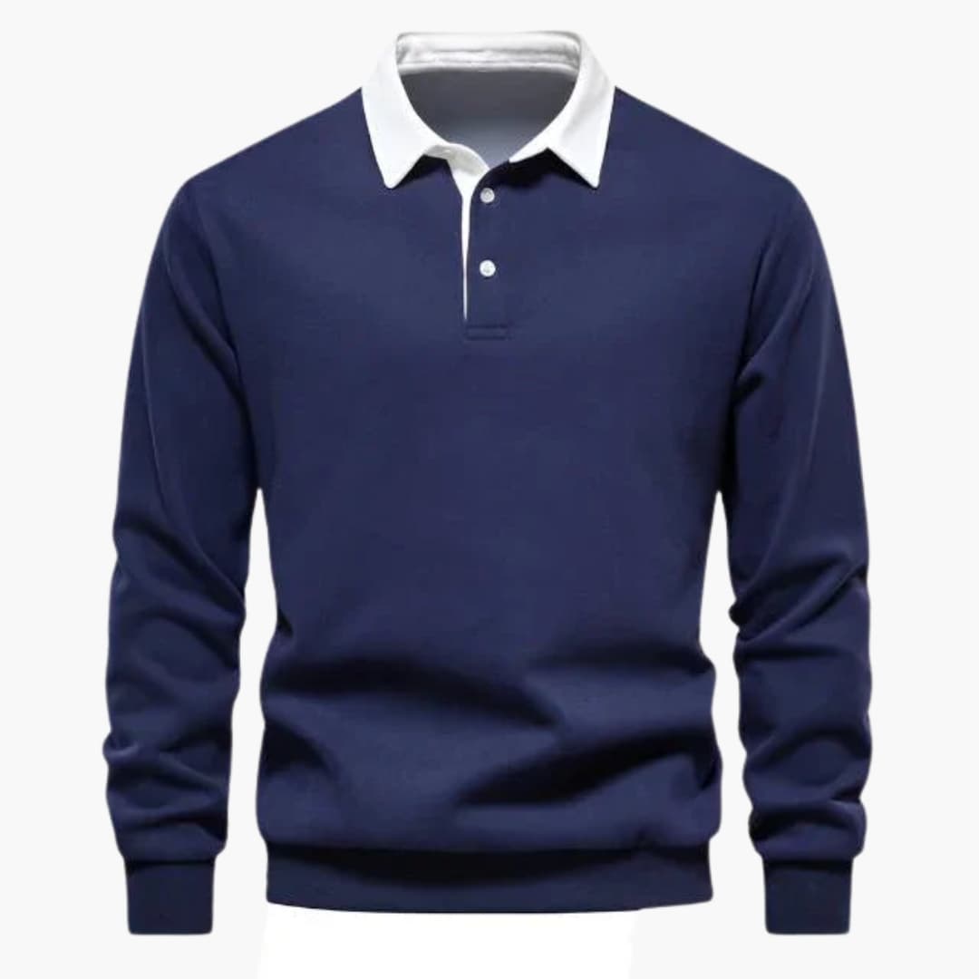 Polo homme avec col classique et manches longues