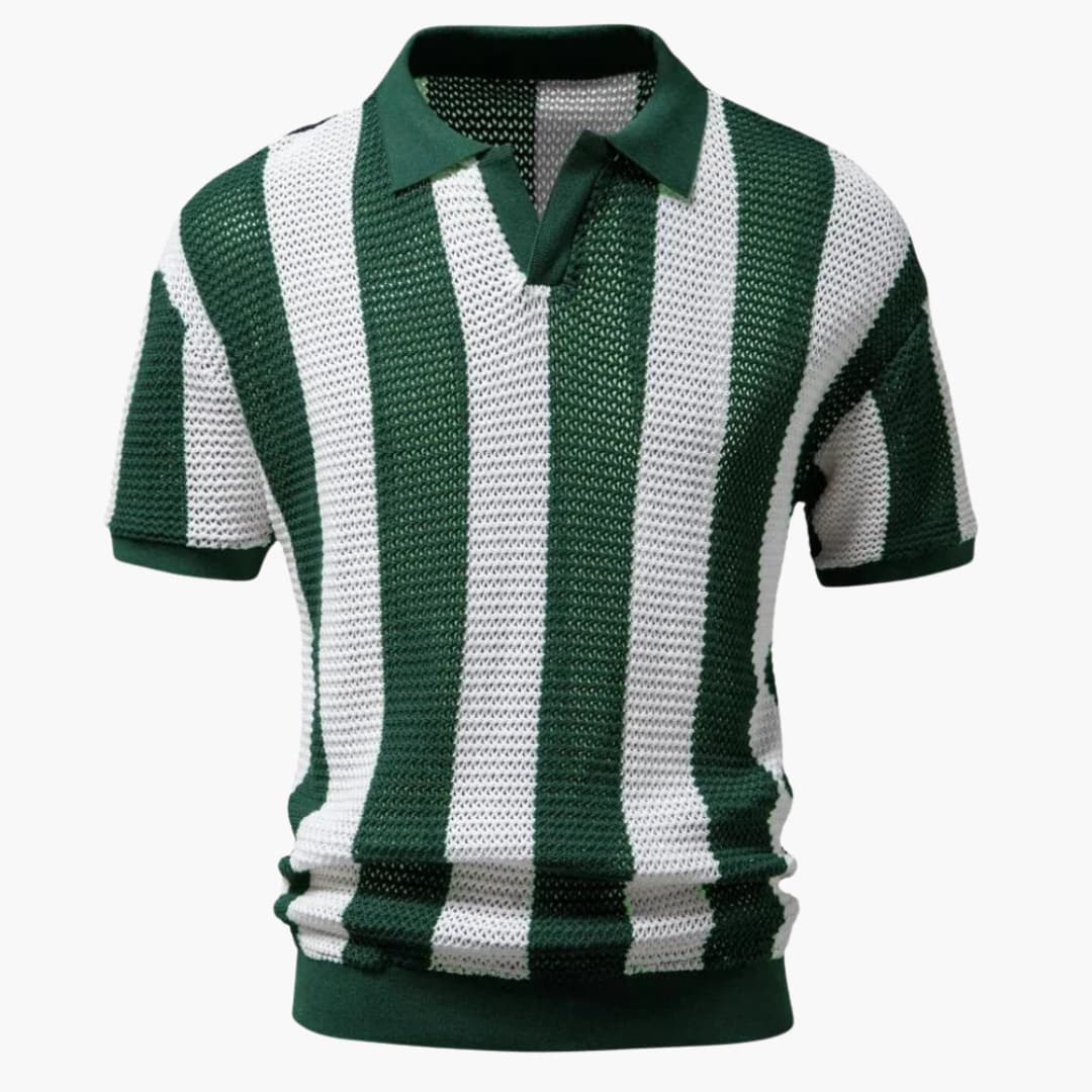 Polo homme avec col ouvert et finitions côtelées