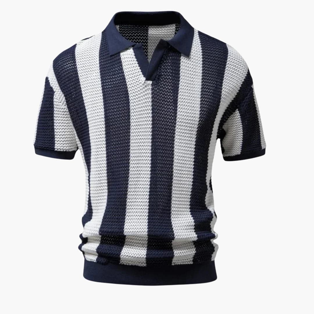 Polo homme avec col ouvert et finitions côtelées