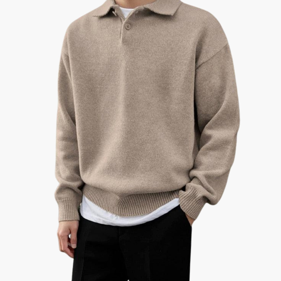 Polo homme en maille avec col boutonné