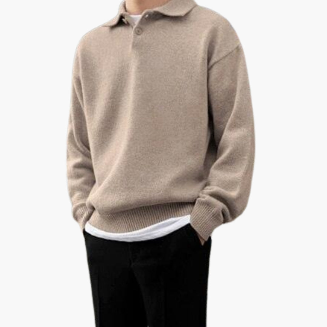 Polo homme en maille avec col boutonné