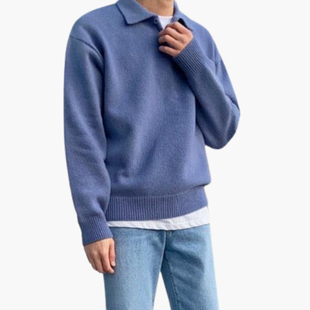 Polo homme en maille avec col boutonné