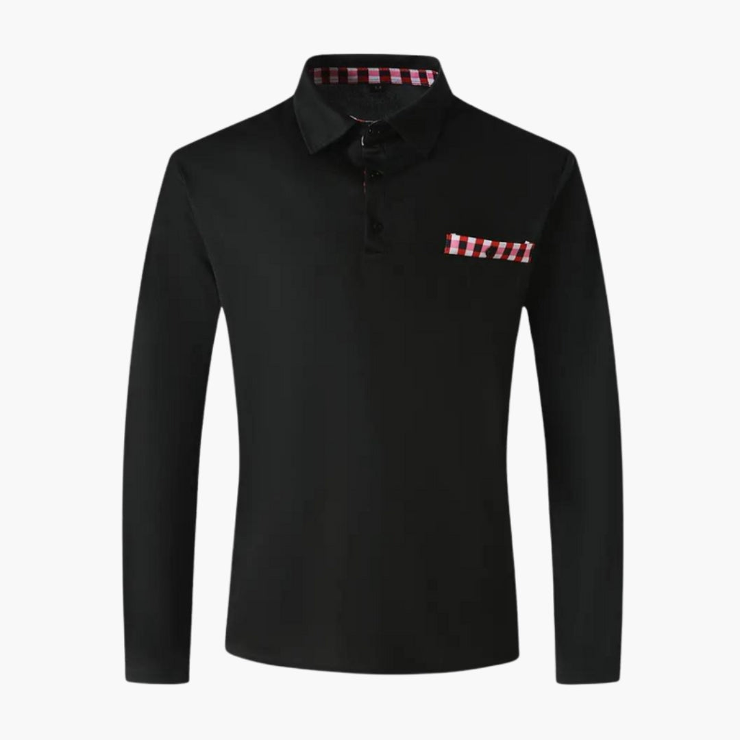 Polo homme manches longues avec patte de boutonnage