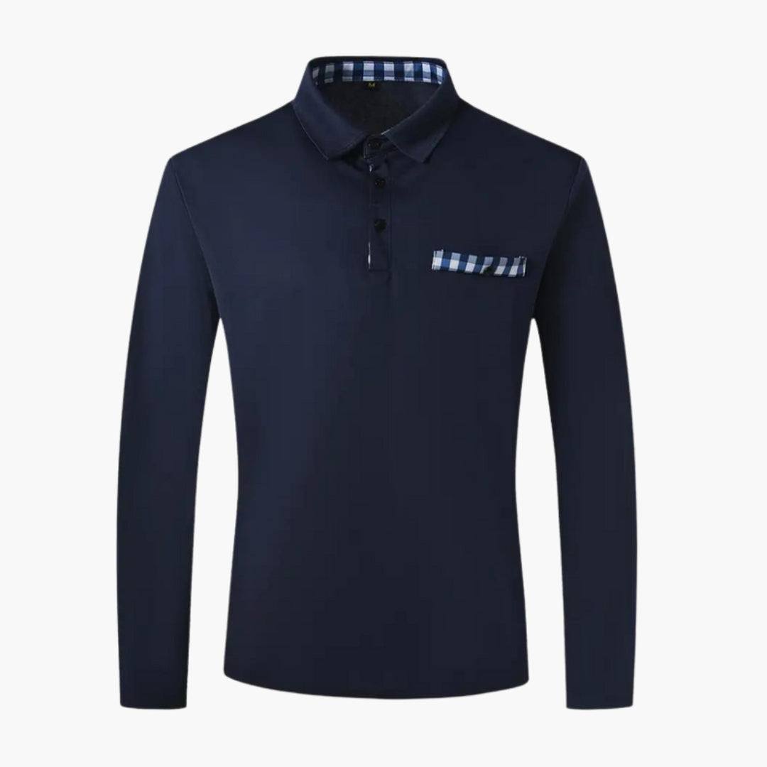 Polo homme manches longues avec patte de boutonnage