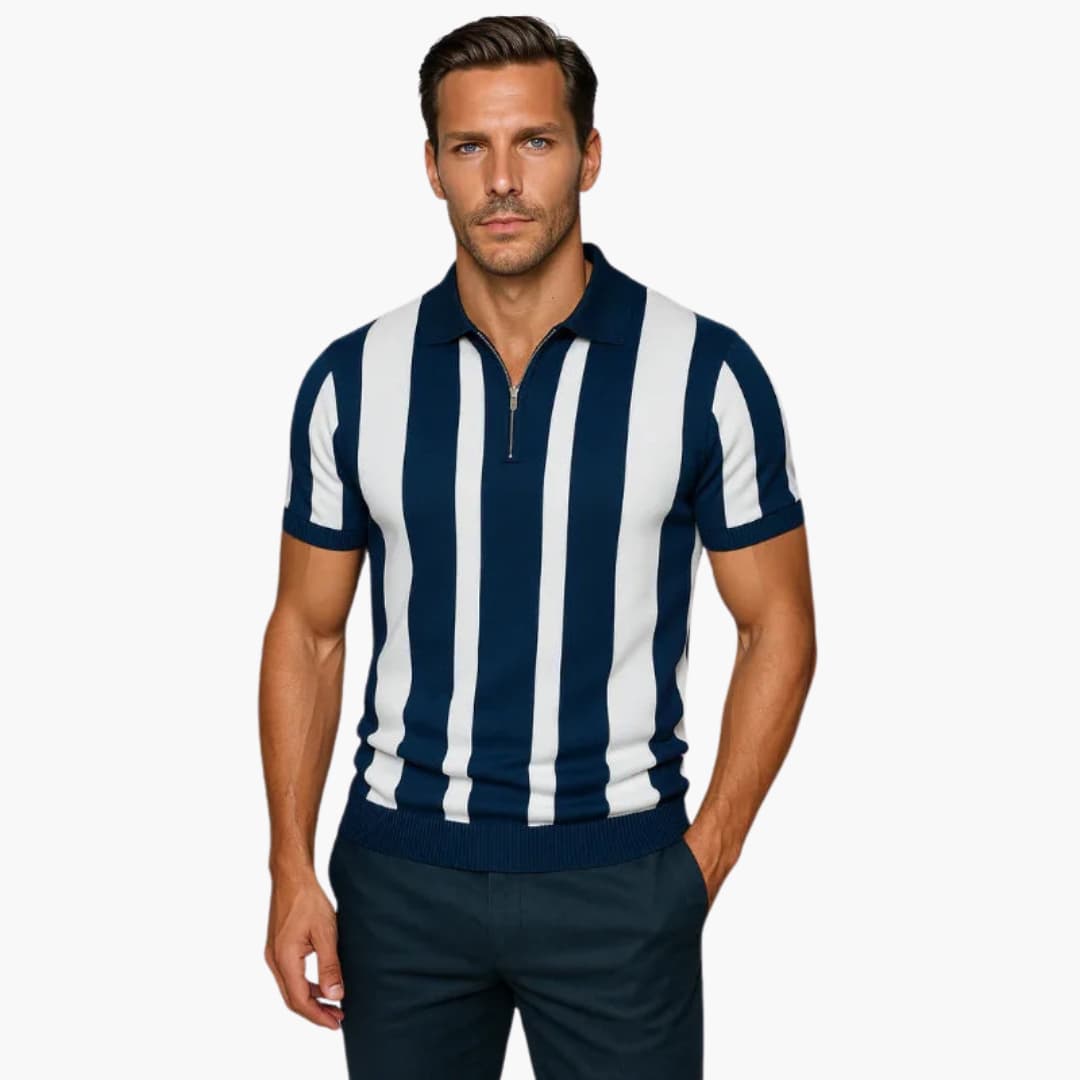Polo pour homme à col et rayures verticales