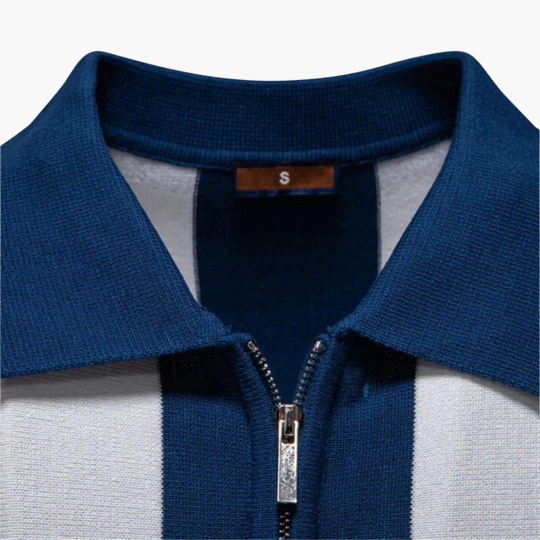 Polo pour homme à col et rayures verticales