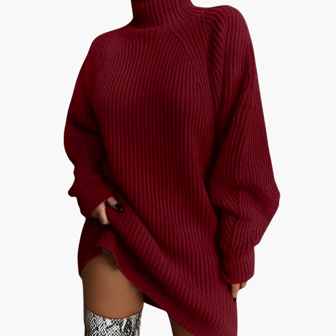 Pull de gola alta oversize com mangas compridas para mulher