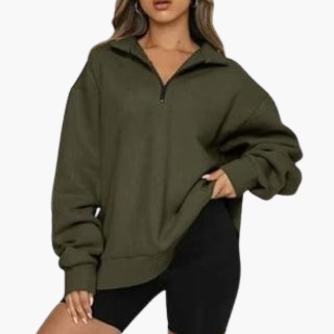 Pull demi cremallera mujer con cuello alto y corte recto