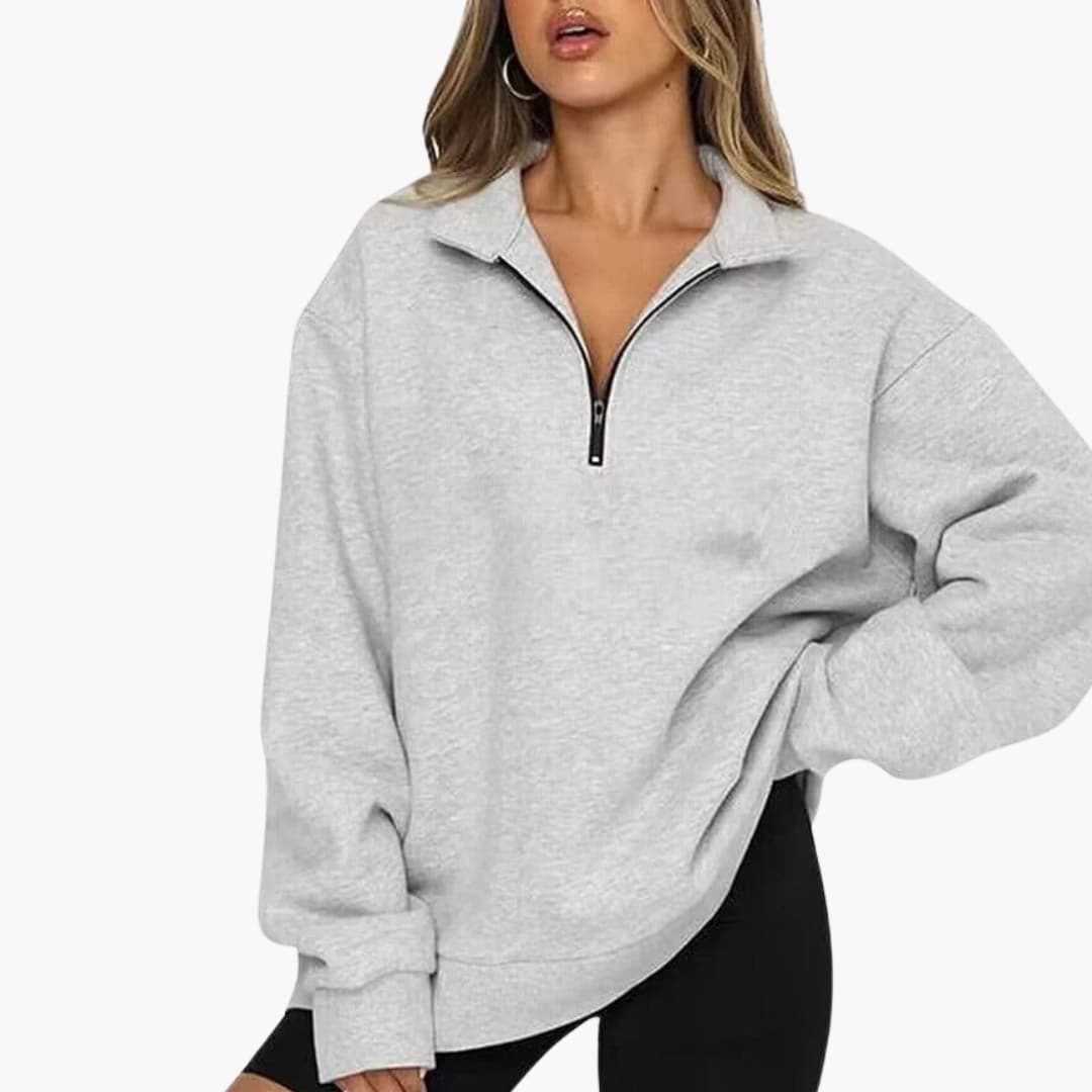 Pull demi cremallera mujer con cuello alto y corte recto