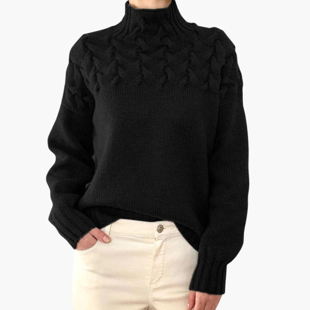 Pull Mulher Gola Alta com Padrão Torcido