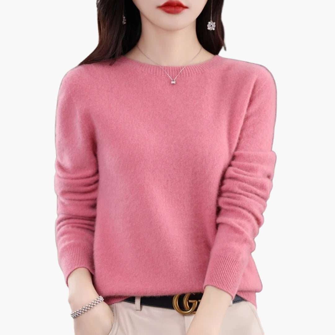 Dame rundhalset trøje med lange ærmer