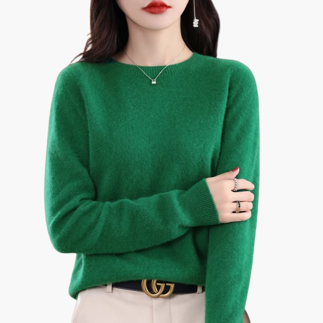 Dame rundhalset trøje med lange ærmer