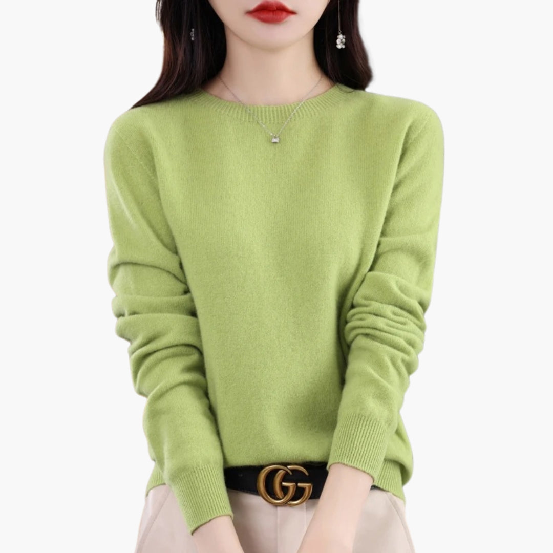 Dame rundhalset trøje med lange ærmer