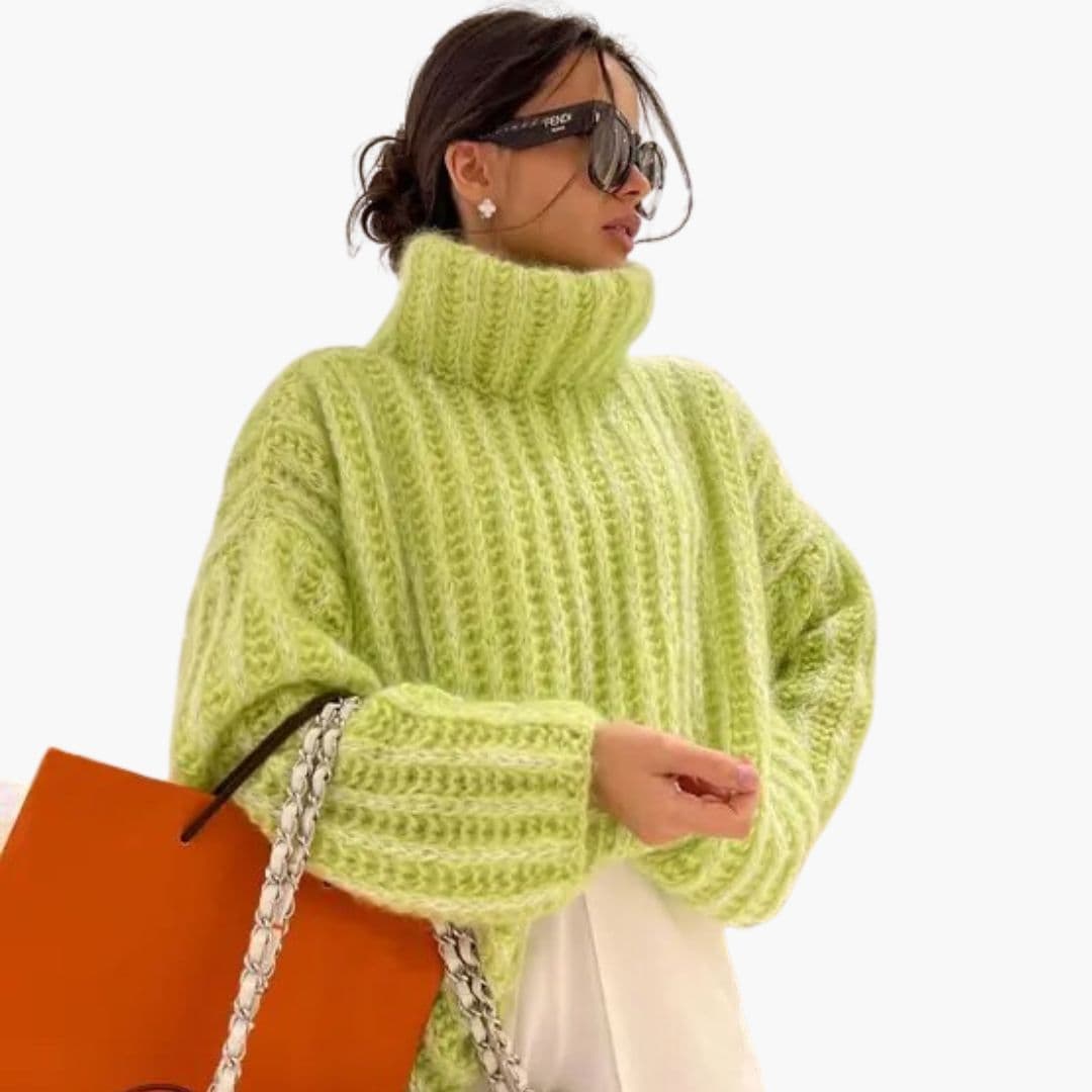 Pull Femme Col Roulé Chunky à Manches Larges