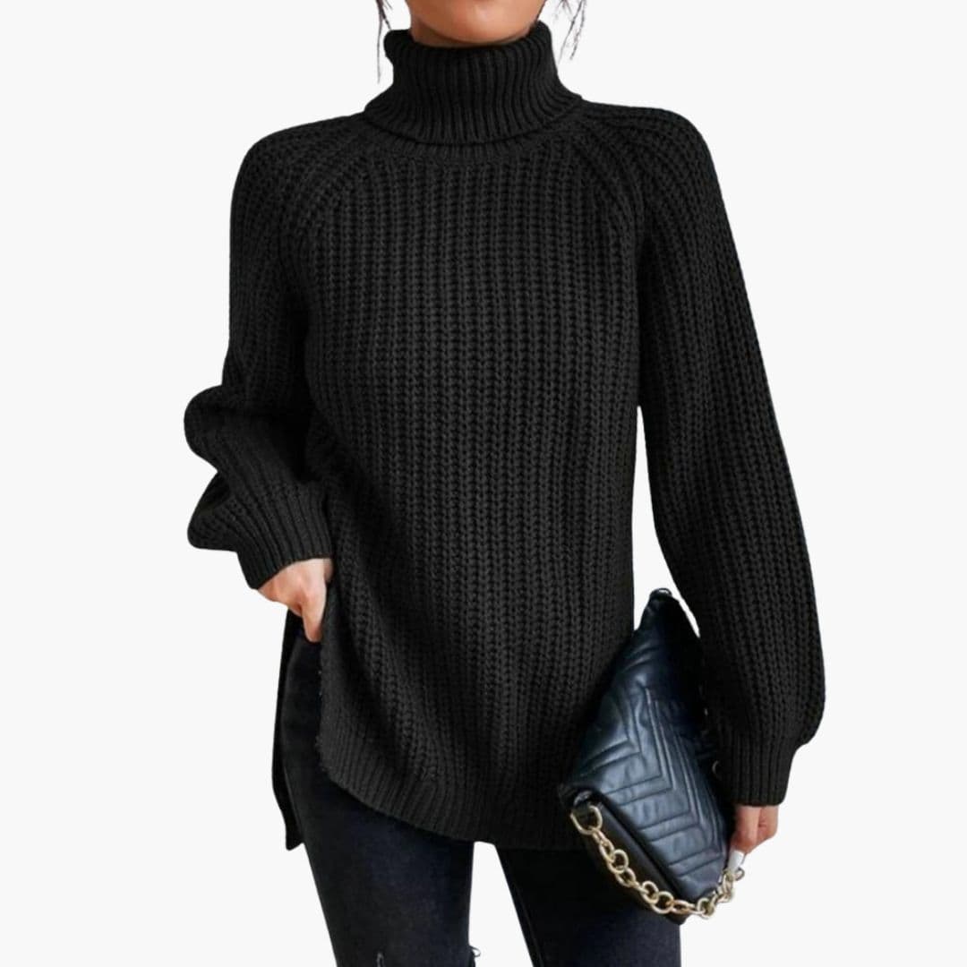 Camisola de gola alta para mulher com mangas raglan e corte largo