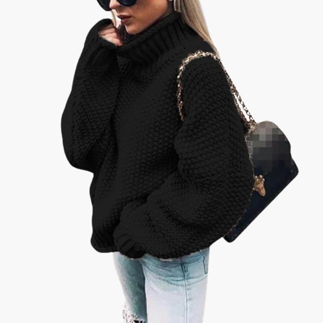 Damtröja med polokrage i texturerad stickad yta