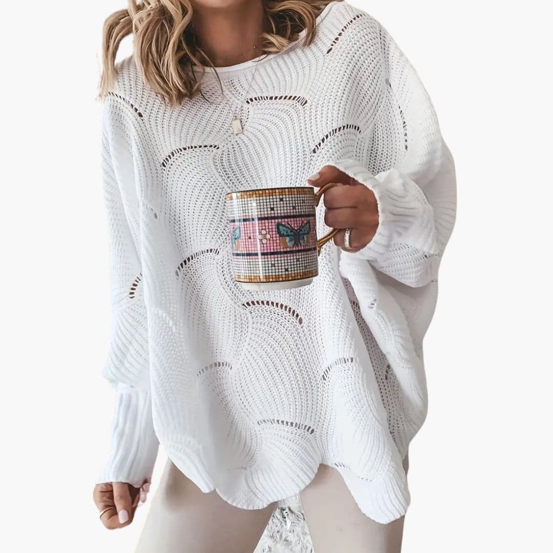 Suéter de punto oversize para mujer con cuello redondo